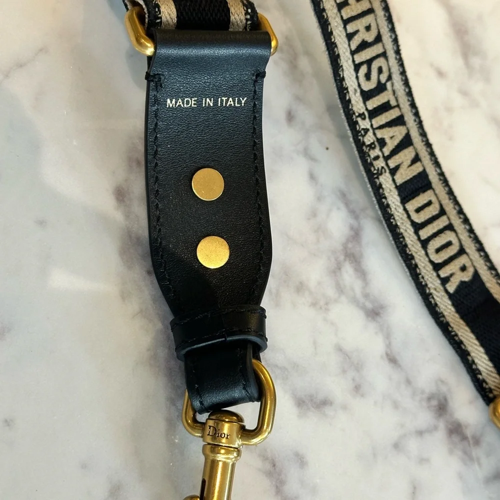 Christian Dior Navy/Beige Canvas Bag Strap. - Picture 2 of 3